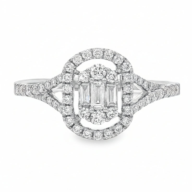 18k Gold Baguette Diamond Ring 67028