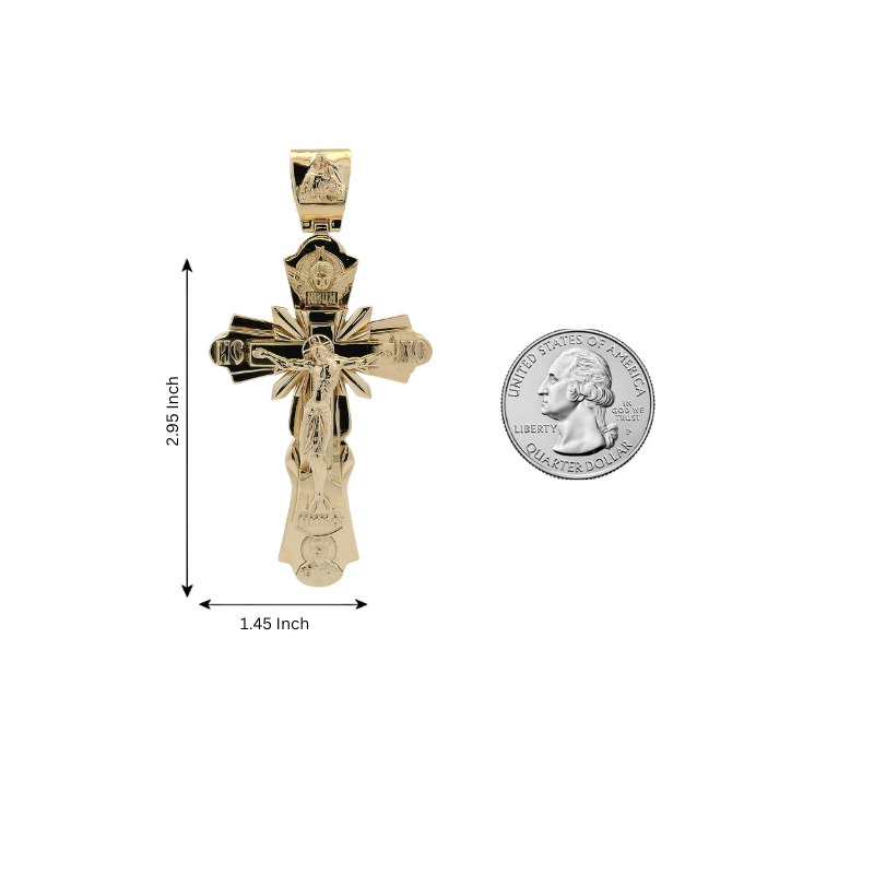 Solid 10K Gold Orthodox Crucifix Cross Pendant 70998