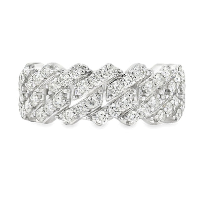 14K Gold One Row Diamond Cuban Link Ring 65971