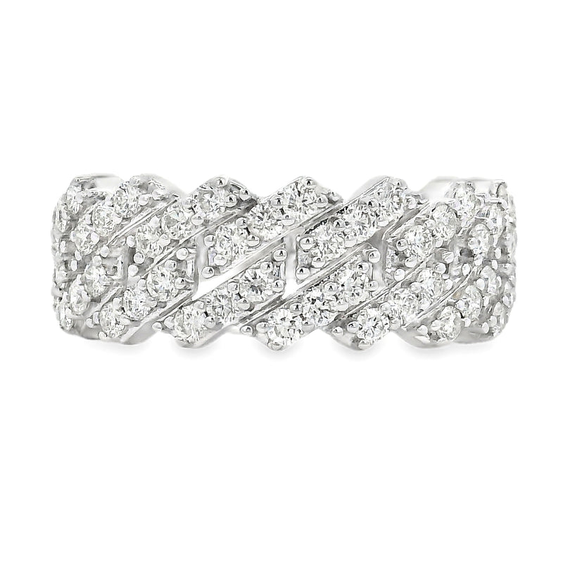 14K Gold One Row Diamond Cuban Link Ring 65971