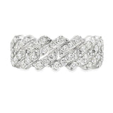 14K Gold One Row Diamond Cuban Link Ring 65971