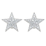 Yellow gold star-shaped cluster diamond stud earrings with bright white diamonds.
