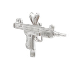 925 silver men's gun-shaped pendant with detailed design and polished finish.