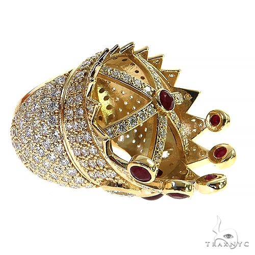 Diamond With Ruby Recreated Tupac Crown Ring  69129 - Image 4