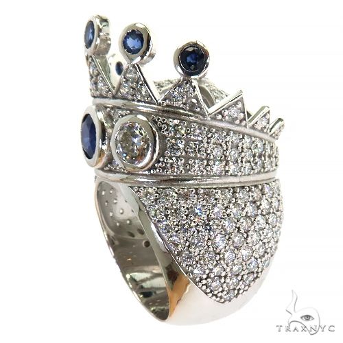Diamond With Sapphire Recreated  Tupac Crown Ring  69130 - Image 3