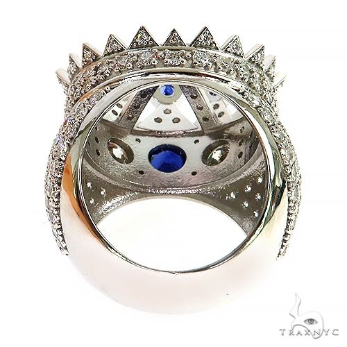 Diamond With Sapphire Recreated Tupac Crown Ring 69130 | TraxNYC