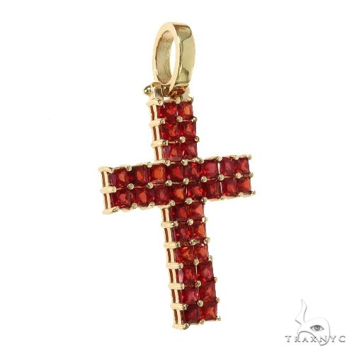 2 Row Blood Red Princess Cut Sapphire Cross 67670 - Image 2
