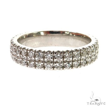 White gold 2-row diamond eternity wedding band with round-cut diamonds, size 6.75.