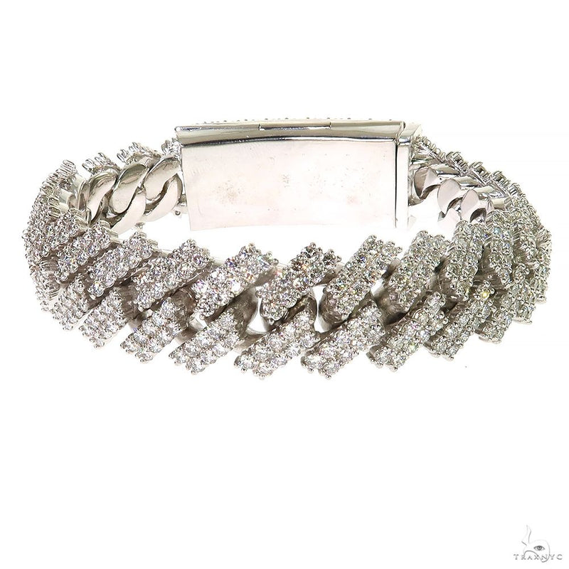 White gold 2 row diamond Miami Cuban bracelet with polished links and box clasp