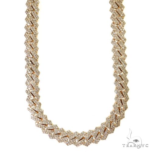 Yellow gold 2 row diamond Miami Cuban chain with iced links for men