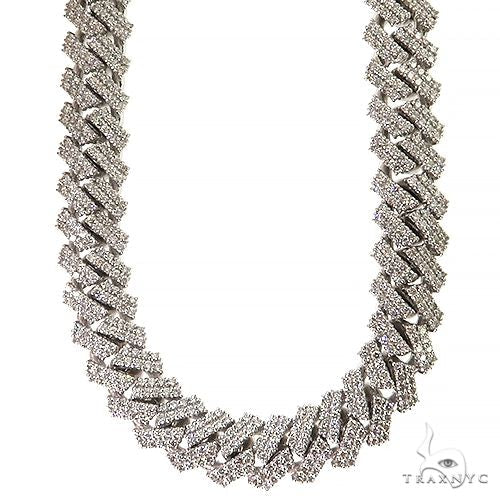 White 2-row Miami Cuban chain with lab diamonds and iced links for men