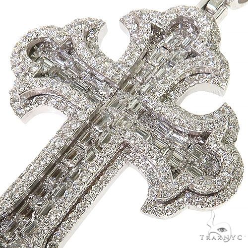 14K Gold 2 Row Emerald Cut Lab-Grown Diamond Cross Pendant, photo 3 of 6