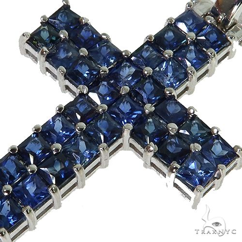 2 Row Ocean Blue Princess Cut Sapphire Cross 67704 - Image 3