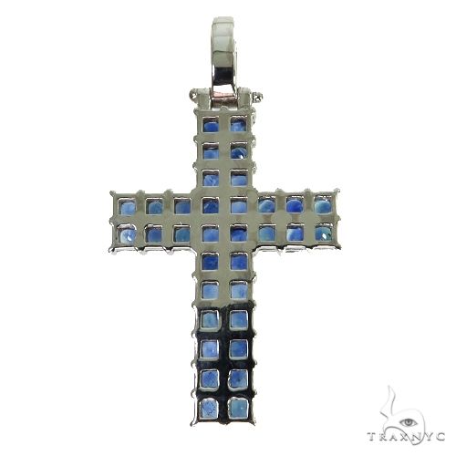 2 Row Ocean Blue Princess Cut Sapphire Cross 67704 - Image 4
