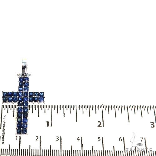 2 Row Ocean Blue Princess Cut Sapphire Cross 67704 - Image 5