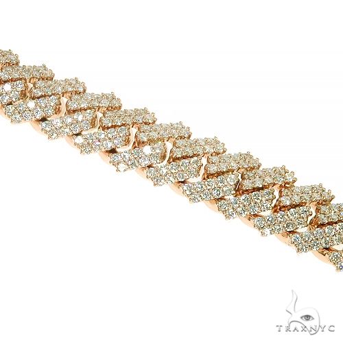 14K Gold 2 Row Prong Set Diamond Cuban Bracelet, photo 4 of 7