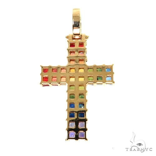 Rainbow 2 Row Princess Cut Sapphire Cross 67790 - Image 4