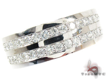 White gold wedding ring with two rows of round prong-set diamonds