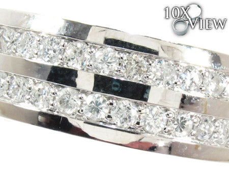 2 Row 14K White Gold Round Cut Prong Diamond Wedding Ring, photo 3 of 7