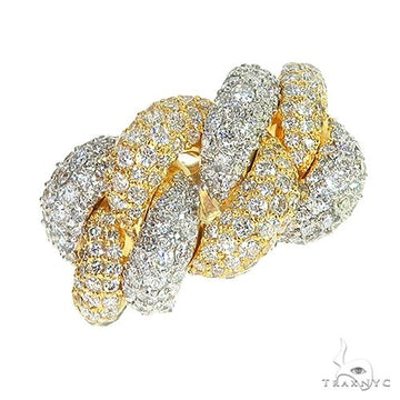 2 Tone 14K Gold Puffy Miami Cuban Ring with Diamonds, men's luxury band.