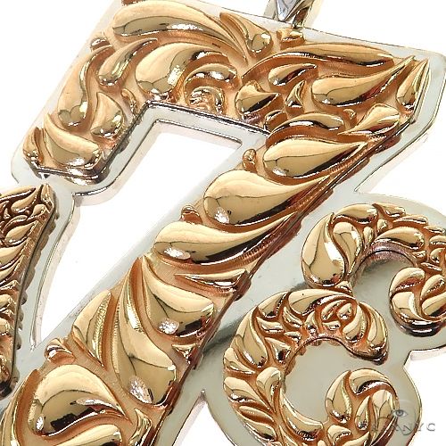 2 Tone Gold '773' Pendant With Jewish Star 68664 - Image 3