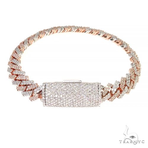 2 Tone Prong Set Diamond Cuban Bracelet 66926 - Image 2