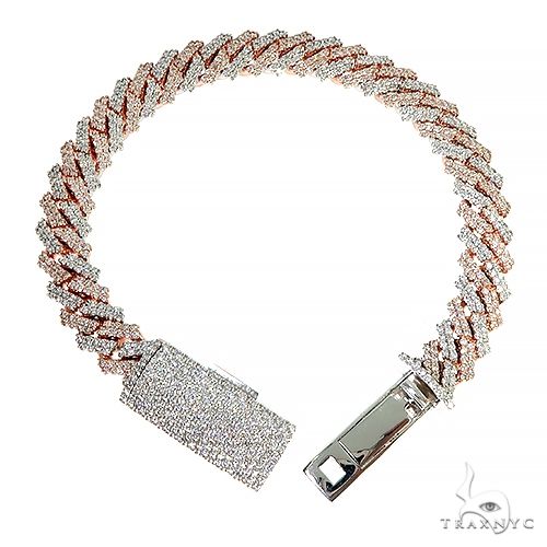 2 Tone Prong Set Diamond Cuban Bracelet 66926 - Image 3