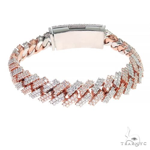 2 Tone Prong Set Diamond Cuban Bracelet 66928 - Image 1