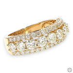 14K yellow gold ring with three rows of sparkling round diamonds, men’s size 8.5-12.