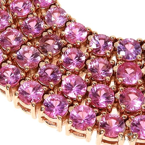 20 Pointer Pink Sapphire Tennis Chain 67609 | TraxNYC