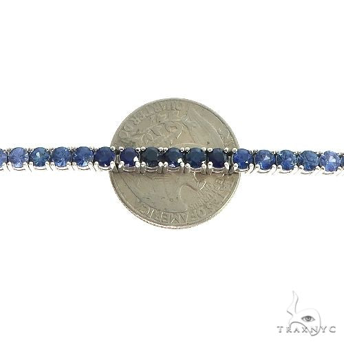 14K Gold 20 Pointer Water Sapphire Tennis Bracelet, photo 5 of 7