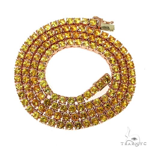 20-pointer yellow sapphire tennis chain necklace with rose gold setting, unisex design