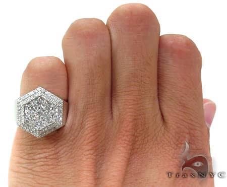 Mens 14K Gold Hexagon Ring, photo 7 of 7