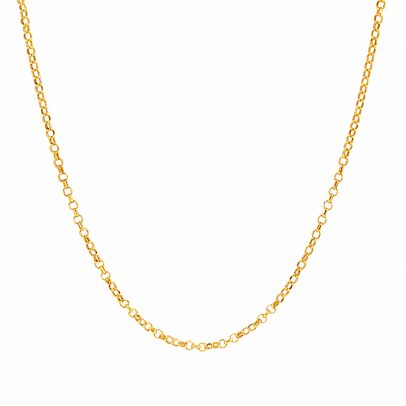 21K gold anchor cable chain necklace with 1.8mm links, available in multiple lengths.