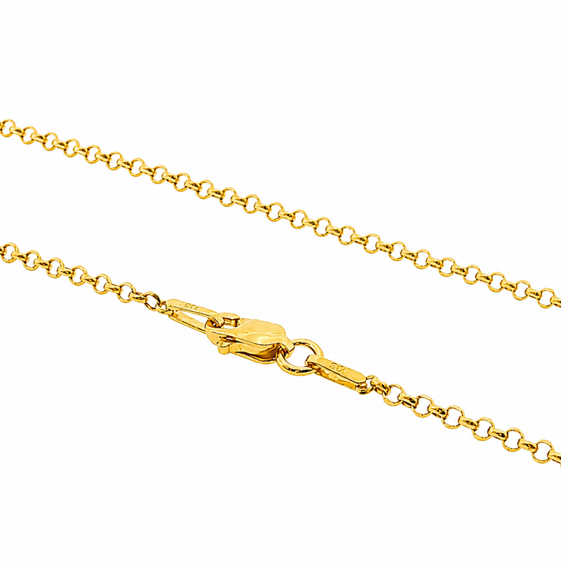 21K gold anchor cable chain 1.8mm with lobster clasp in polished finish.