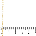 21K gold 1.8mm anchor cable chain segment shown against millimeter ruler background.