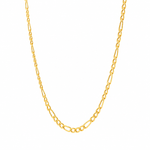 21K gold Figaro chain necklace with 3.5mm links, elegant unisex design.