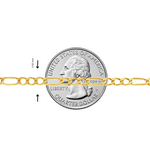 21K gold Figaro chain 3.5mm width shown against a US quarter for scale.