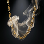 21K gold Figaro chain necklace 3.5mm with polished interlocking links and smooth finish.