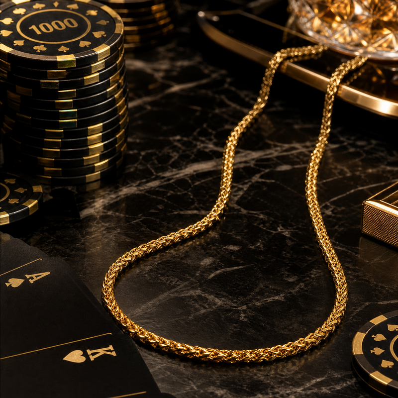21K Gold Square Wheat Chain 2mm 71478