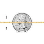 21K gold 1.3mm cable chain laid across a quarter for scale.