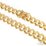 22k Yellow Gold Matte Finish Solid Square Curb Chain 22 Inches 15.3mm 66639 - Image 2