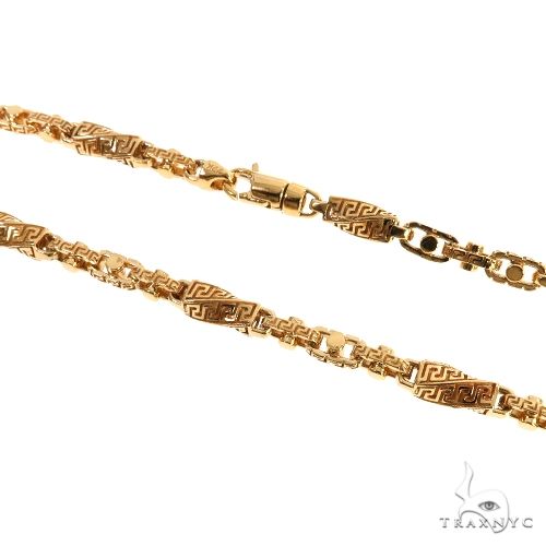 22K Yellow Gold Solid Greek Key Link Chain 26 Inches 5.5mm   67689 - Image 2