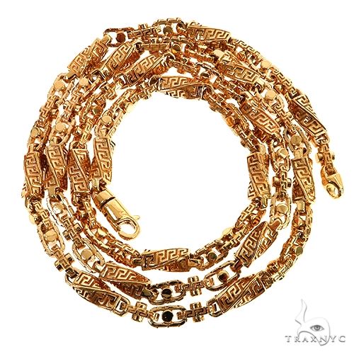 22K Yellow Gold Solid Greek Key Link Chain 26 Inches 5.5mm   67689 - Image 3