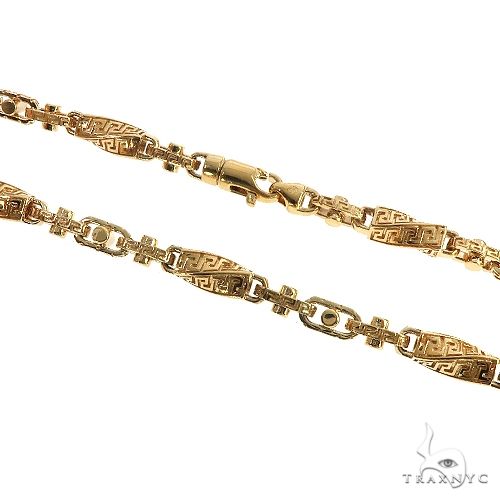22K Yellow Gold Solid Greek Key Links Chain 28 Inches 7.5mm   67154 - Image 2