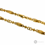 28-inch 7.5mm 22K yellow gold chain with solid Greek key link design.