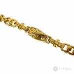 28-inch 7.5mm 22K yellow gold chain with solid Greek key link design.