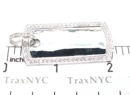 14K White Gold Diamond Liner Dog Tag Pendant, view 7