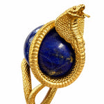 24K Gold Cobra Lapis Lazuli Orb Ring, view 2