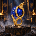24K Gold Cobra Lapis Lazuli Orb Ring, view 8